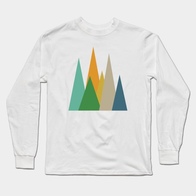 Mid Century Modern Mountains Long Sleeve T-Shirt by OrchardBerry
